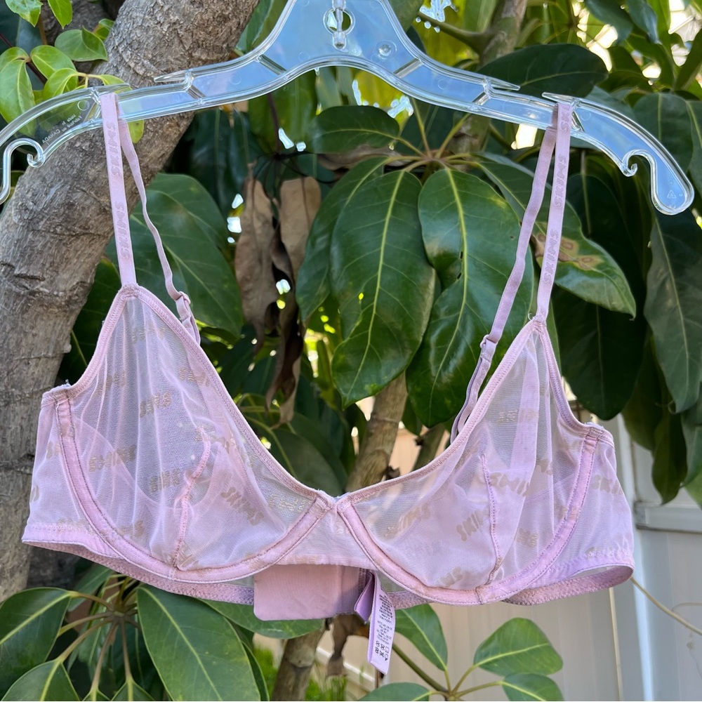 Skims After Hours Orchid Underwire Mesh Sheer Logo Bra. Size : 38B .